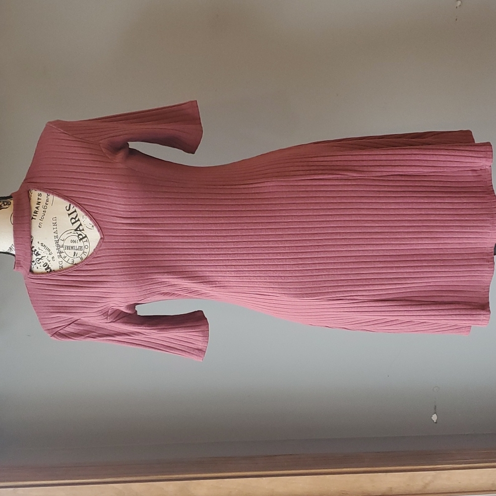 Arizona Ribbed Casual Dress, Mauve, Juniors Medium